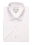 Milano Slim Fit 100% Cotton Non-iron Mens Short Sleeve Shirt, White