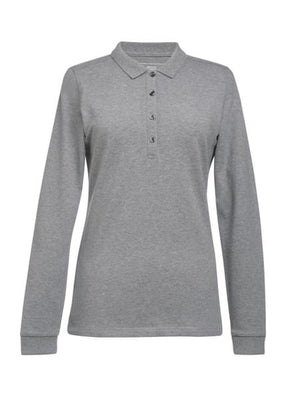 Anna Long Sleeve Polo for Women - Grey Marl