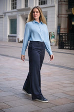 Cora Wide Leg Pants, Navy Pin Dot - Eclipse Collection