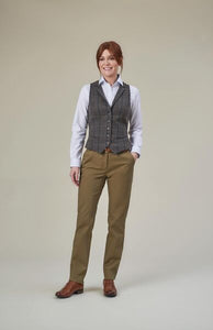 Women's Greenville Waistcoat Grey Brown Check - Casuals and Separates