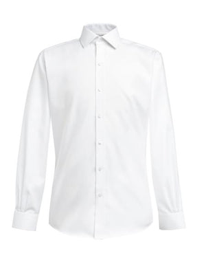 Palermo Slim Fit, Single Cuff White Herringbone - Premium Cotton
