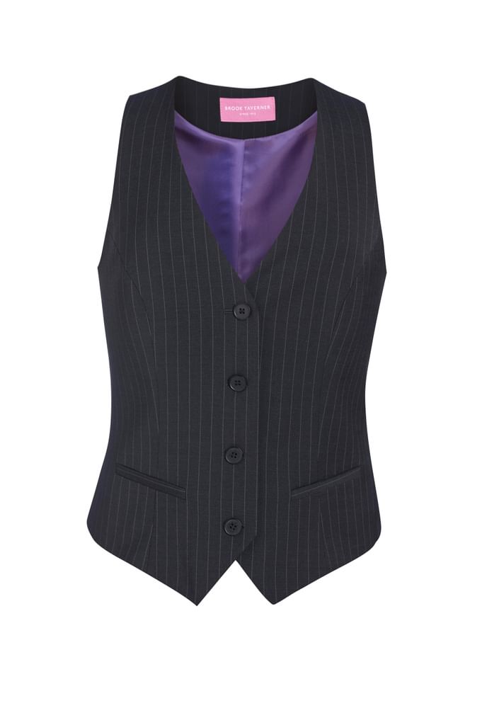 Scapoli Ladies Vest Charcoal Pinstripe, Sophisticated Collection