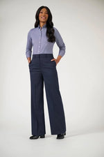 Cora Wide Leg Pants, Navy Pin Dot - Eclipse Collection