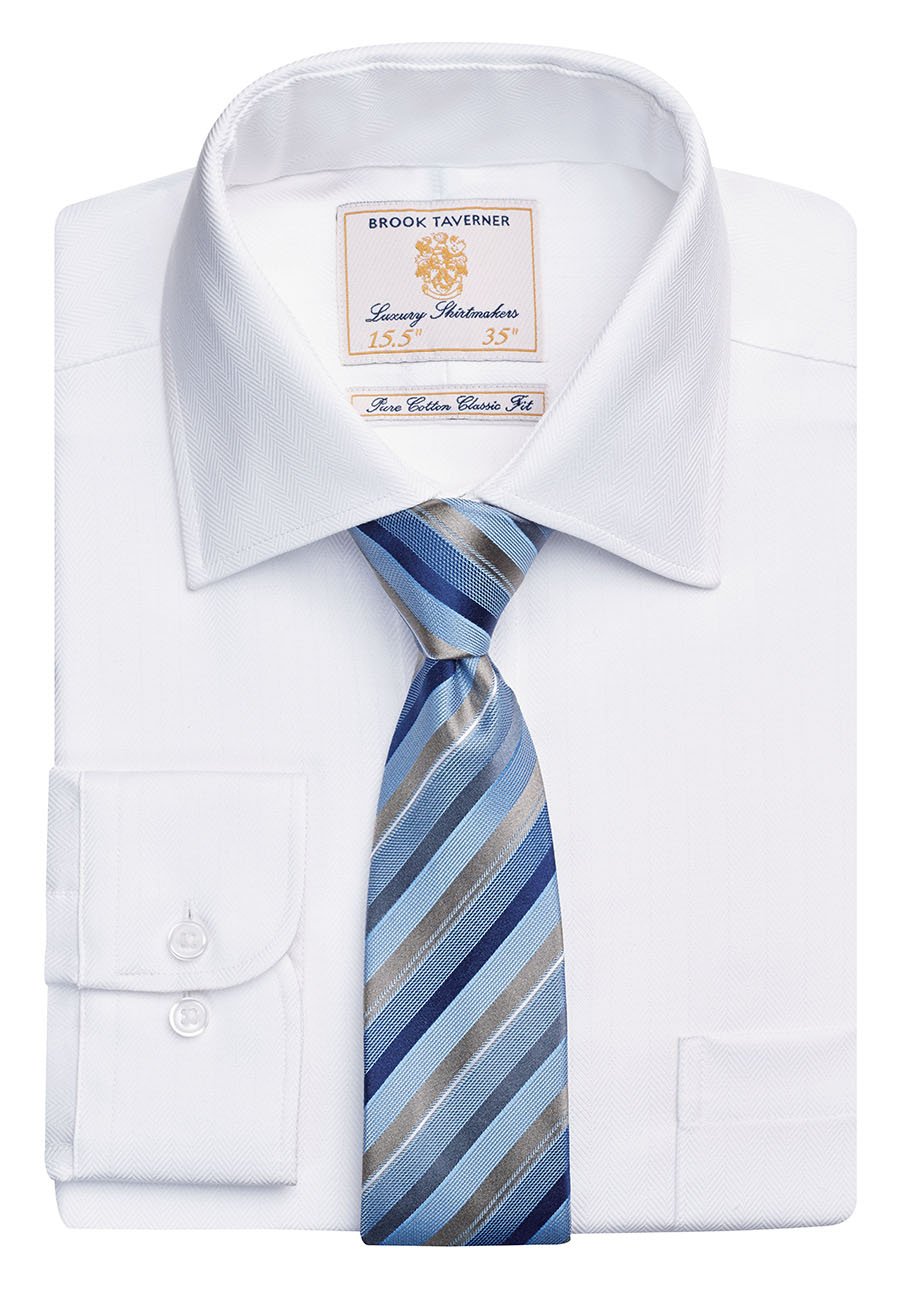 Altare Single Cuff Cotton Herringbone White Men's Shirts - 100% cotton men's shirt.