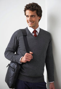 Men's Boston V-neck Sweater Charcoal Grey- Knitwear Uniforms Canada