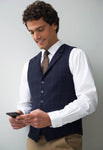 Memphis Men's Tweed Vest in Navy Check - Mens Cheadle Shirt in White - Uniforms Canada