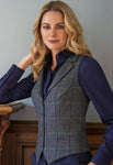 Nashville Ladies Tweed Vest in Grey Brown Check - Parma Ladies Blouse in Navy - Ackermann's Apparel Uniforms