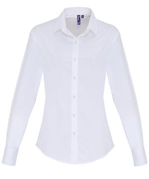 Women's stretch fit cotton poplin long sleeve blouse- Premier Collection