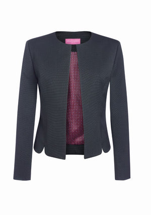 Vega Talored Fit Blazer, Navy Pin dot Eclipse Collection - Collarless Womens Blazer - Recycled Polyester Suit Blazer
