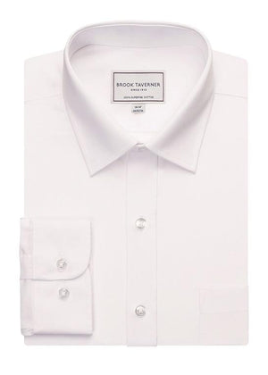 Ortona Classic Fit 100% Cotton Non-iron Mens Long Sleeve Shirt, White