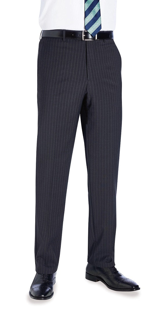 Avalino Flat Front Pants, Charcoal Pinstripe - Mens pinstripe suit pants