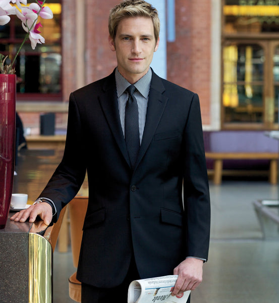 Avalino Tailored Fit Black Mens Suit Blazer - Uniforms Canada – Ackermann's  Apparel