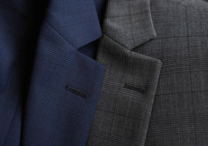 Signature Cassino Slim Fit Blazer, Navy Check - lapel, fabric