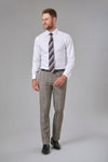 Fabian Slim Fit Grey Check Pants with Andora White Shirt, Grey Check - Luxury business casual pants