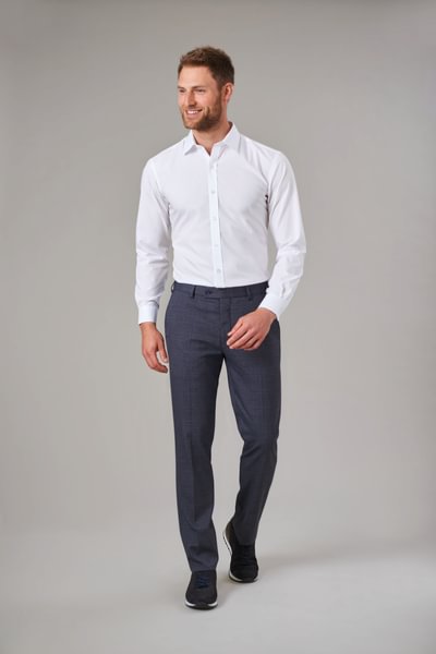 Fabian Slim Fit Pants, Grey Check