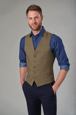 Emilio Tailored Fit  Green Check Mens Vest with Jasper Denim Shirt
