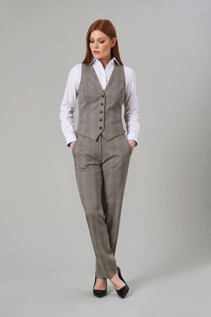 Stella Slim Leg Pants, Grey Check with Olivia Grey Check Vest