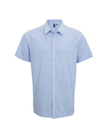 Microcheck short sleeve cotton shirt- Premier Collection