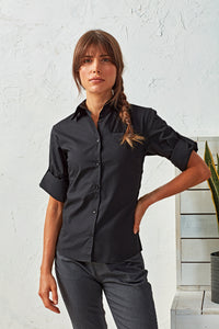 Women's roll sleeve poplin blouse- Premier Collection
