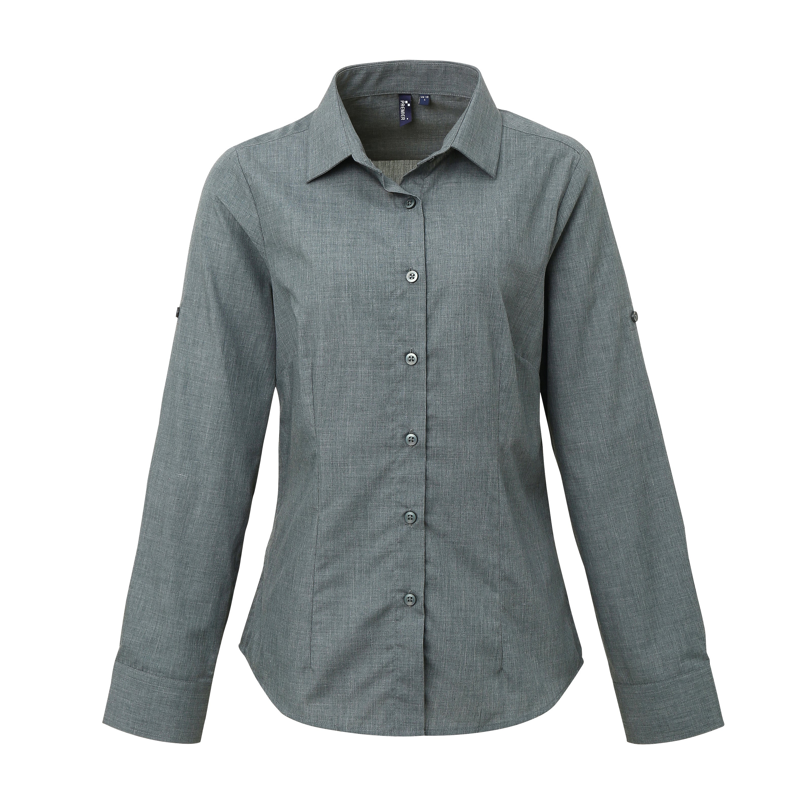Women's poplin cross-dye roll sleeve shirt - Premier Collection