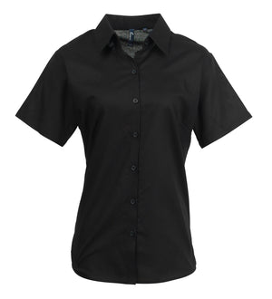 Black Short Sleeve Dress Shirt for Women