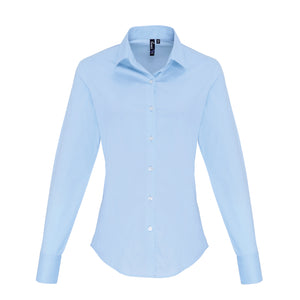 Women's stretch fit cotton poplin long sleeve blouse- Premier Collection