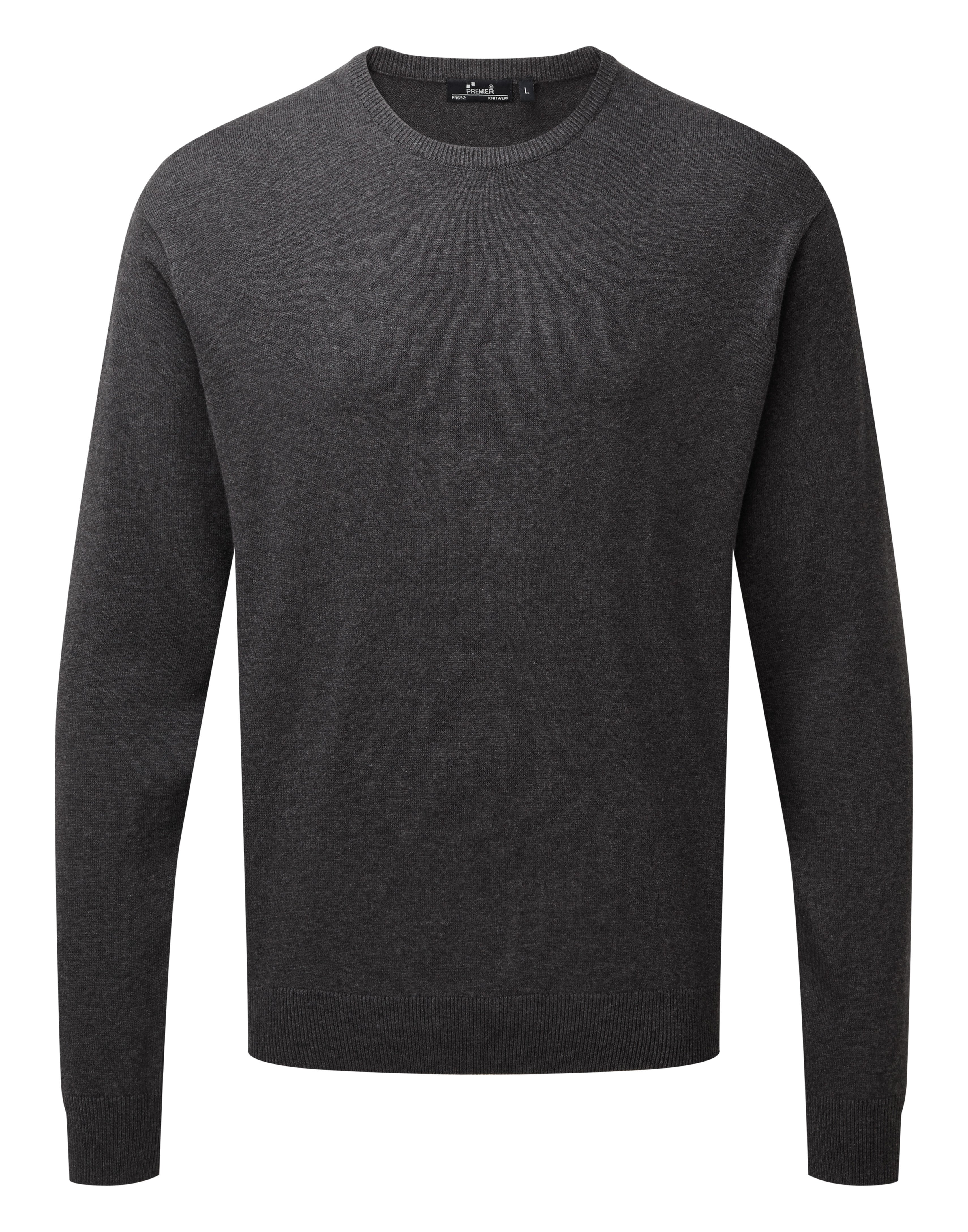 Crew neck cotton-rich knitted sweater- Premier Collection
