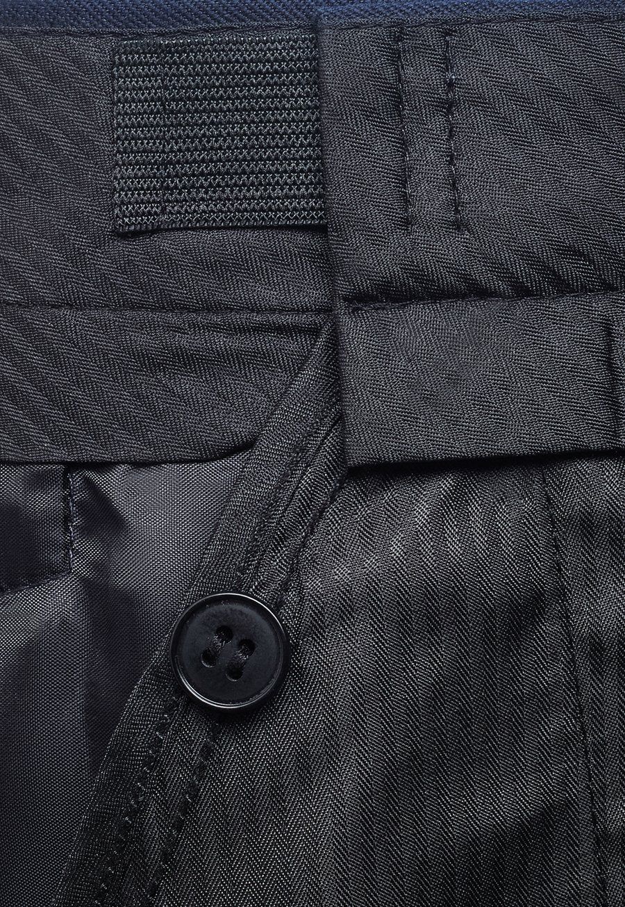Atlas Navy Single Pleat Suit Pants - waist detail