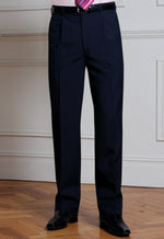Atlas Navy Single Pleat Suit Pants - Ackermann's Apparel Uniforms