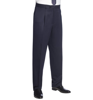 Atlas Navy Single Pleat Suit Pants - Ackermann's Apparel Uniforms