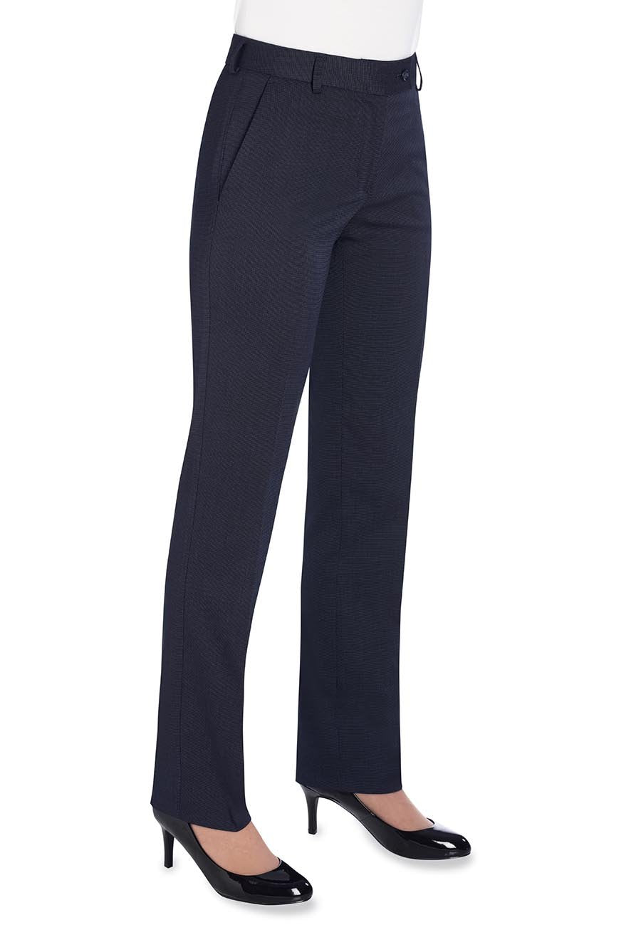 Ophelia Slim Fit Flat Front Ladies Navy Pants - Womens Suit Pants