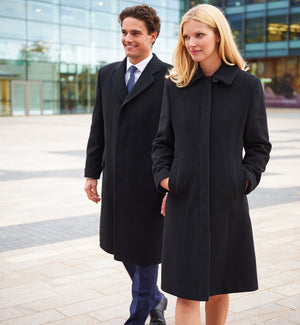 Ladies Burlington Wool and Cashmere Overcoat - classic black wool
