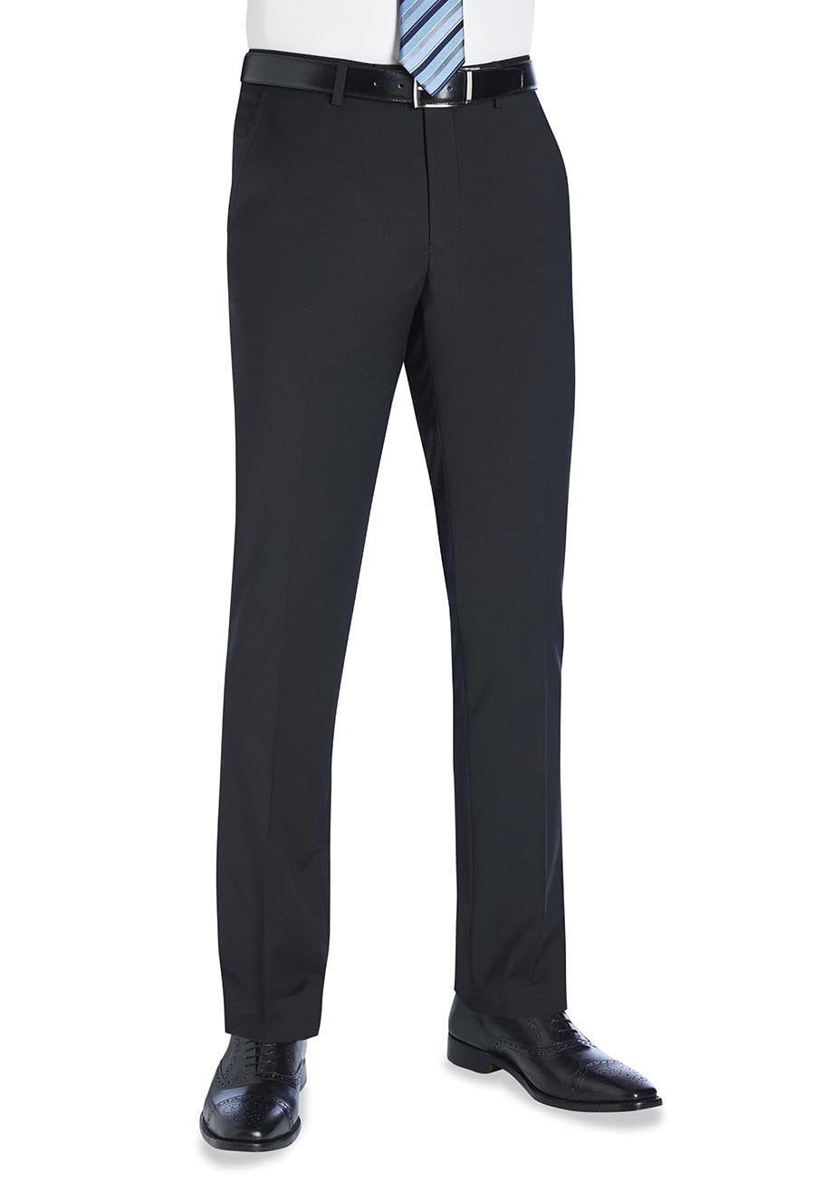 Cassino Flat Front Slim Fit Mens Black Suit Pants - Hospitality Uniforms