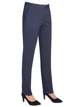 Ophelia Slim Fit Flat Front Ladies Navy Pin Dot Pants - Womens Suit Pants